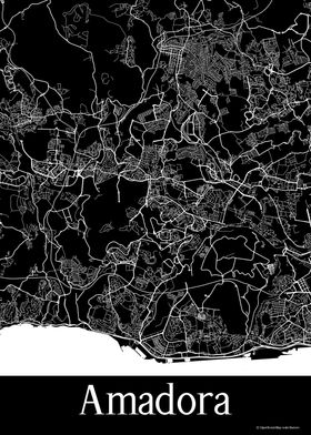 Amadora Portugal Black Map