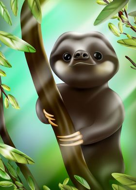 Sloth in rain forest