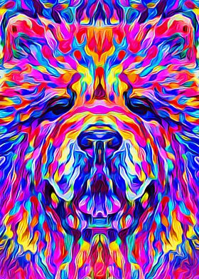 Chow Chow Colorful Impasto