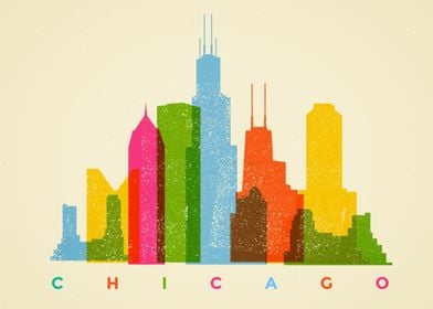 Colorful Chicago Skyline