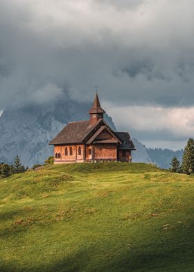 Swiss chapel on a hill