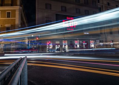 Rome city street at night