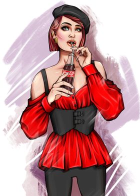 Fashion woman with cola