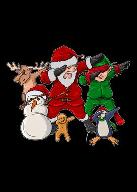 Dabbing Santa Elf Friends 