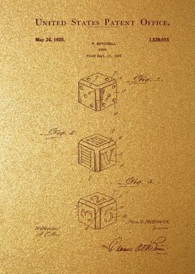 33 Dice Patent Print 1925