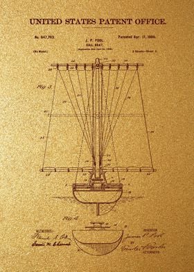 9 Sail Boat Patent Print 