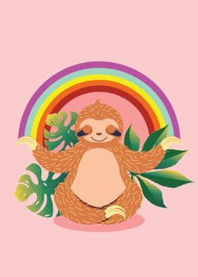 Sloth meditate and rainbow