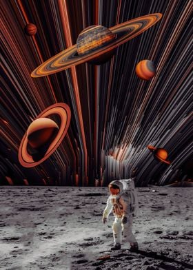 Astronaut and Space Lines