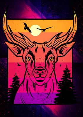 Vaporwave Deer