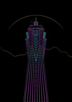 Neon Line Art Tower