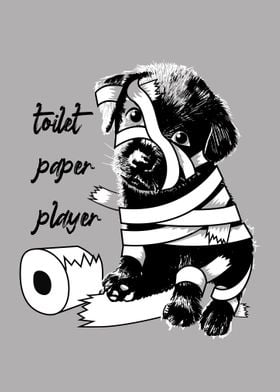 puppy with toilet paper