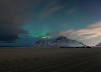 Aurora borealis on beach