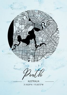 Perth Alpha Watercolor Map