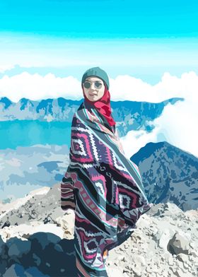 woman on mount rinjani