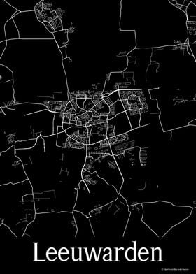 Leeuwarden Black Map