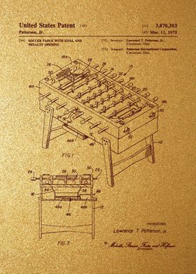 87 Foosball Table Patent 