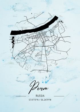 Perm Alpha Watercolor Map