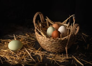 Seagrass basket with eggs