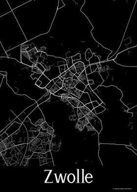 Zwolle Black Map