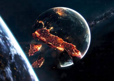 Planet explosion sci-fi