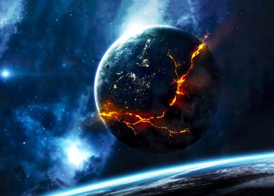 Planet explosion sci-fi