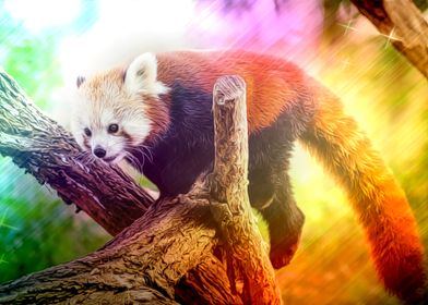 Colored Red Panda Painting