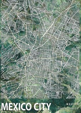 Mexico City Map Green