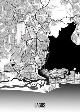 Lagos white map