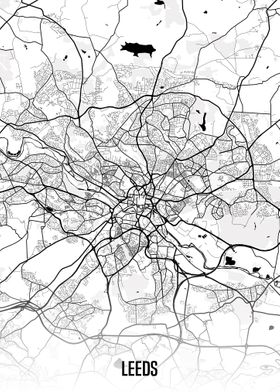 Leeds white map