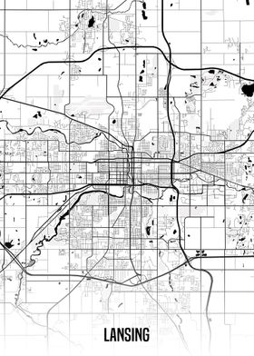 Lansing white map