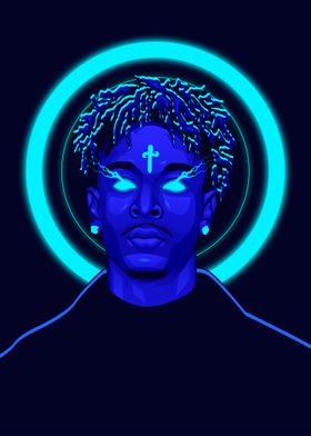 21 Savage Neon  Blue