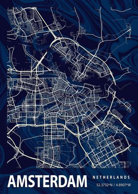 Amsterdam City Map marble