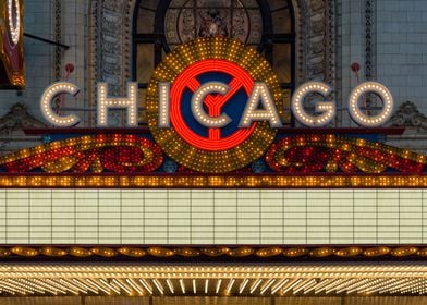 Lit up Chicago Theatre