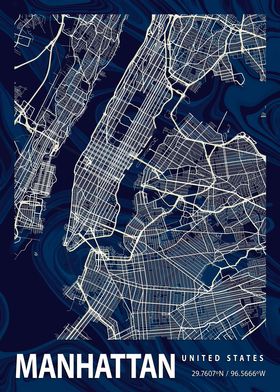 Mahnattan New York Map USA