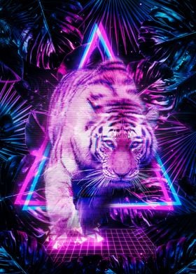 Retro 80s Tiger Hologram