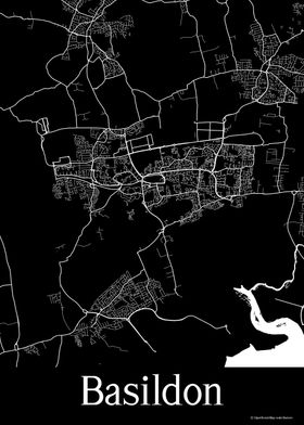 Basildon UK Black Map