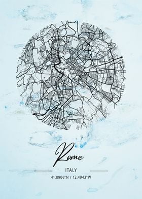 Rome Alpha Watercolor Map