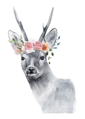 Flowers on a Does Head