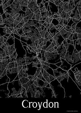 Croydon UK Black Map