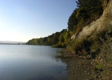 Lake beach in October