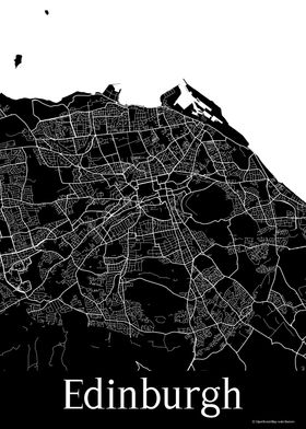 Edinburgh UK Black Map