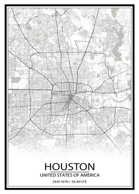 Houston White Map