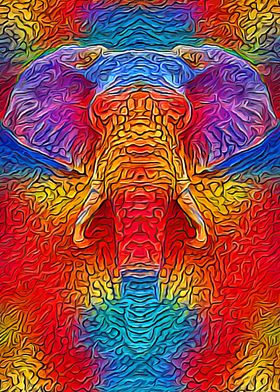 Elephant Colorful Mosaic