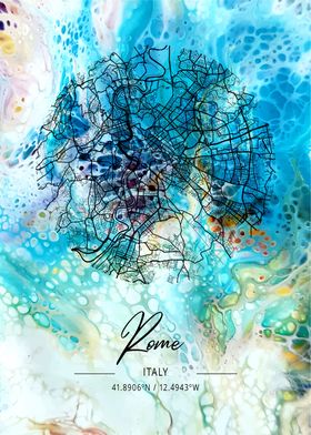 Rome City Map Italy marble