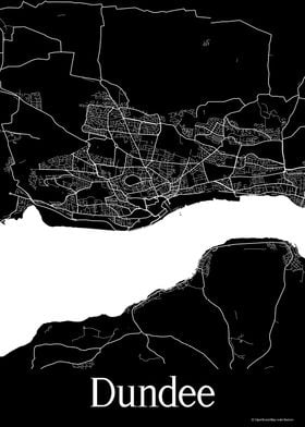 Dundee UK Black Map