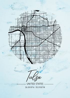 Tulsa Alpha Watercolor Map