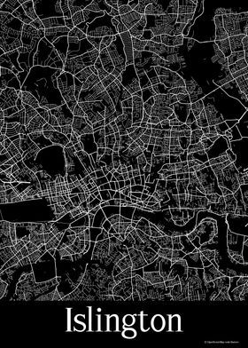 Islington UK Black Map