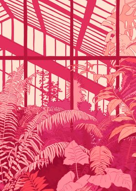 Dramatic pink greenhouse