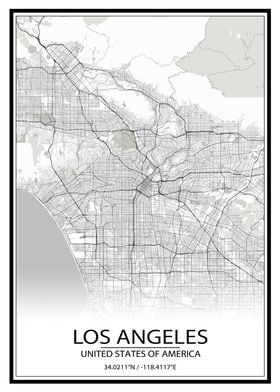 Los Angeles White Map