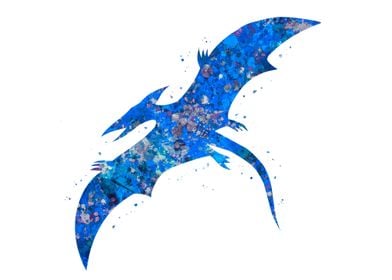 Pterodactyl Dino Blue Art